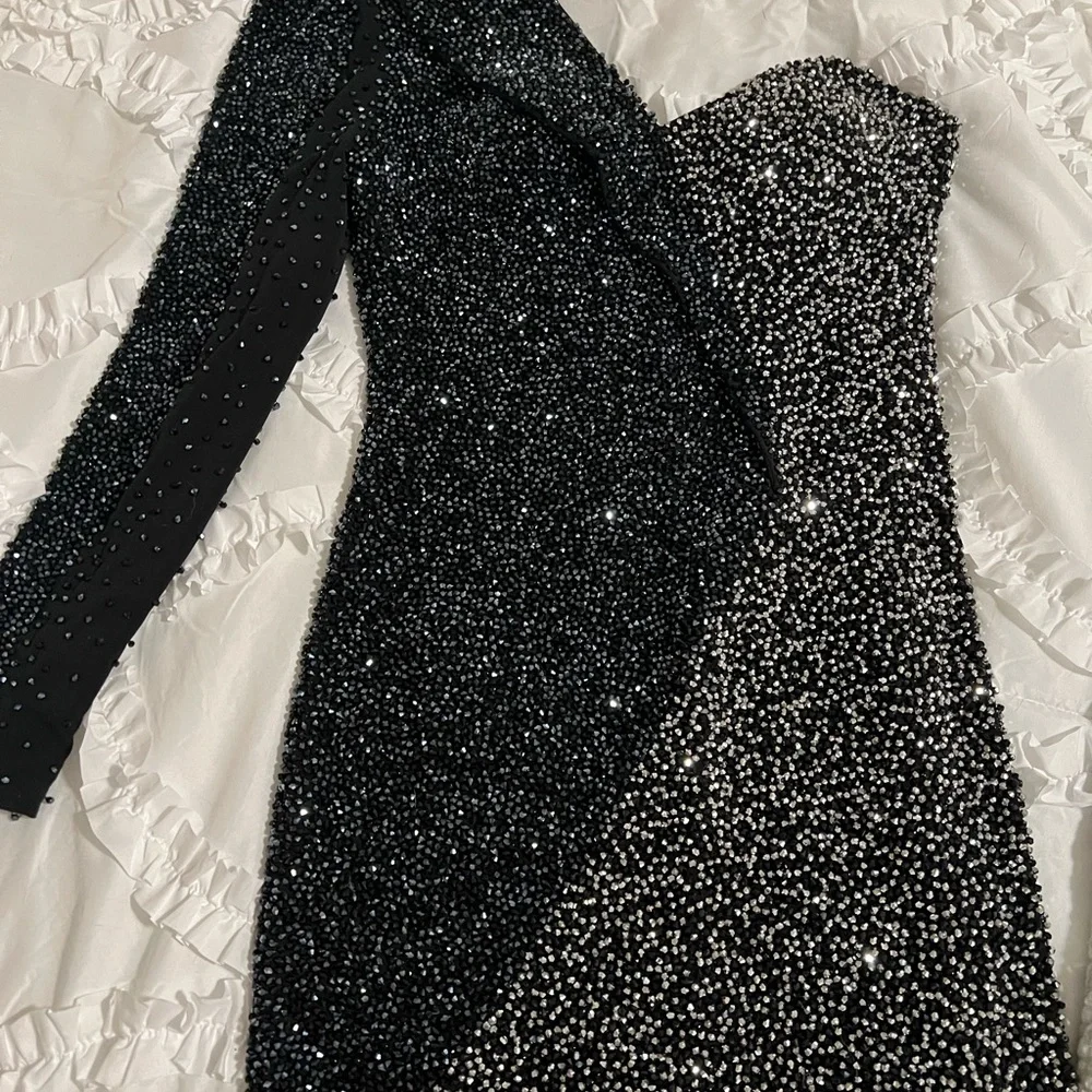 RARE Jovani Beaded One Shoulder Dress - Picture 4 of 5